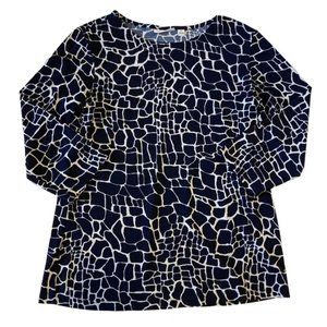 Susan Graver Black & White 3/4 quart sleeve Top- S